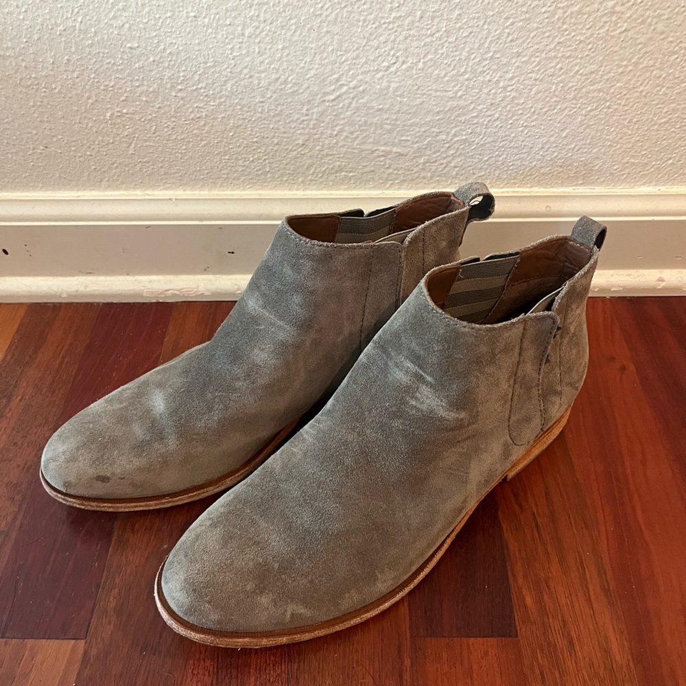 Grey Suede Leather Kork Ease Booties